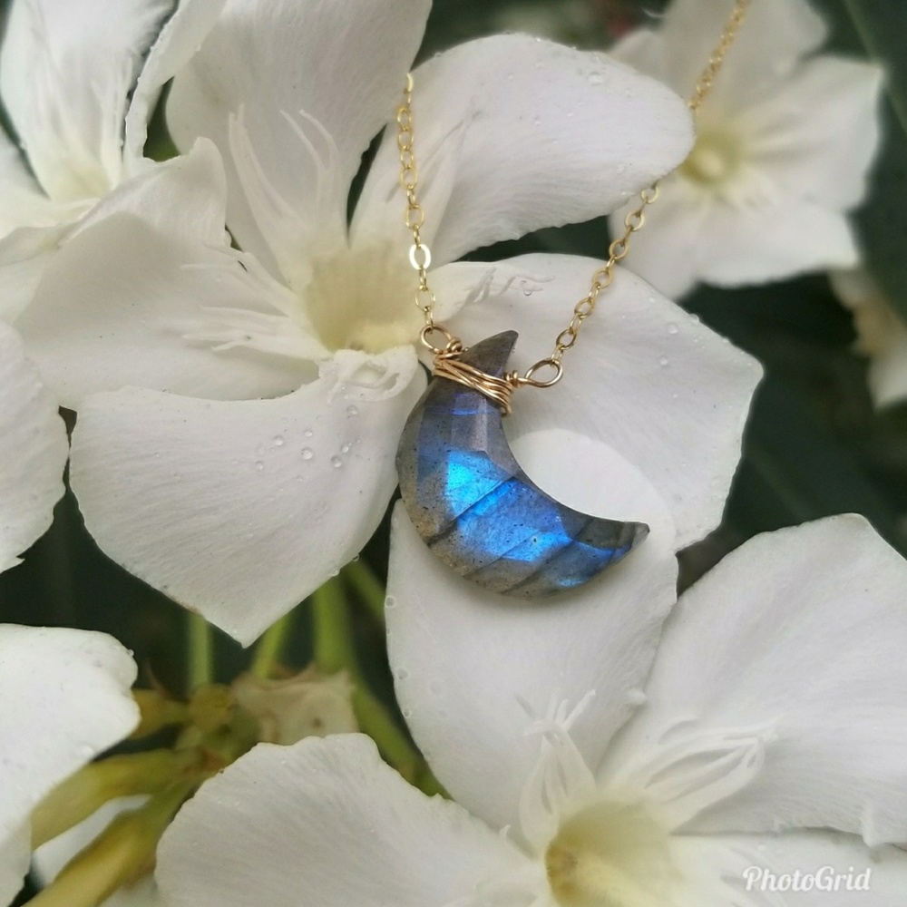 Faceted labradorite Moon necklace.... so beautiful
